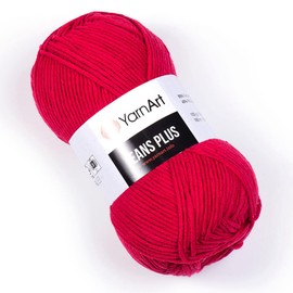 YarnArt J.Plus Cotton Blend Yarn - Knitting & Crochetting Soft Baby Yarn 55% Cotton 45% Acrylic, 100 g (3.5 oz), 160 m (174 yds), Weight : 4, (1 Skein)