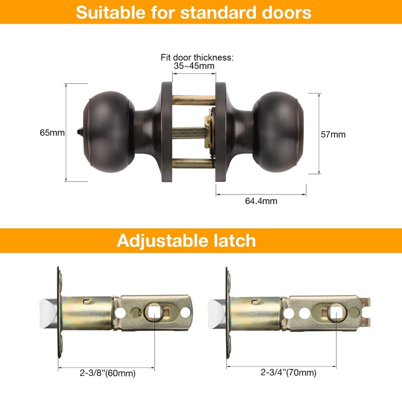 Gobrico Entry Door Locks Keyed-Alike Flat Ball Door Locksets with