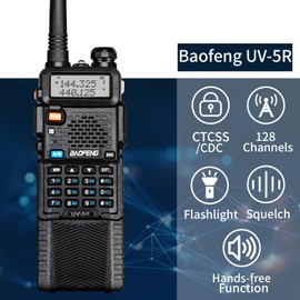 Baofeng Uv-5R 8W Tidradio Wireless Programmer Baofeng Bluetooth Two Way Radio Battery and Earpiece for Hunting Survival Gear Battery and Earpiece for Hunting Survival Gear 3800mAh (Black)
