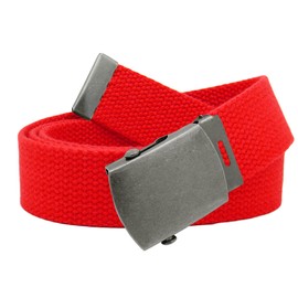 Build A Belt Classic Antique Silver 1.25" Wide Slider Buckle with Canvas Web Belt (Boys Large Red)