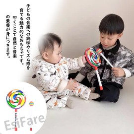 EsiFare Drum Percussion Instrument for Kids Lollipop Drum 6 Inch Musical Instrument Toy Hand Drum Gift for Boys Girls Kids Sound Play Educational Kindergarten Home Musical Instrument Toy