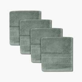 1888 Mills 725 GSM Premium 100% Cotton Washcloths – Pack of 4 Luxury Washcloth Set, Highly Absorbent & Quick-Dry – Plush, Luxurious Feel for Face, Bath, and Spa – Durable & Long-Lasting, Green