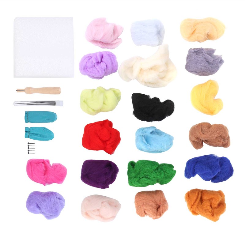 Needle Wool Felt Kit 20 Colors 5g Felting Supplies Tools