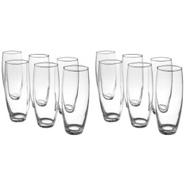 Luminarc Cachet 9-Ounce Stemless Flute Glasses, 12 Pack, Clear, 2.0
