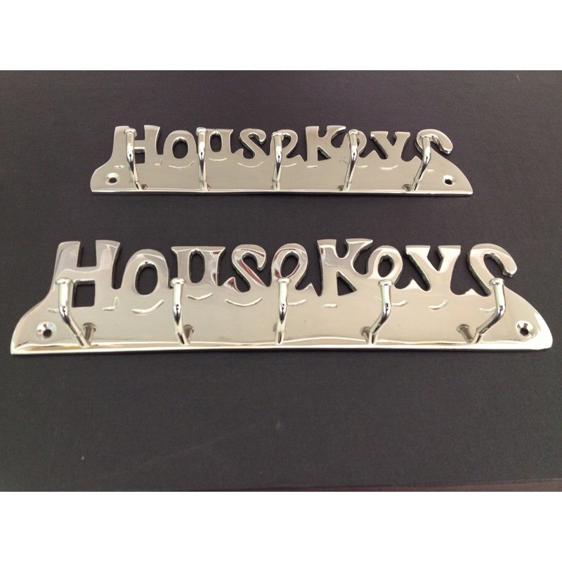 Shiny Nickel Plated Solid Brass" House Keys" Key Hook 5