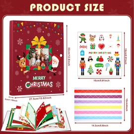 Jetec Christmas Photo Album Scrapbook 80 Page 12.5 x 10.8 x 2.1 Inch 3 Rings Removable Christmas Memory Book DIY Scrapbook Kit with Stickers Holds 4 x 6 5 x 7 8 x 10 Pictures for Xmas Gifts (Cute)