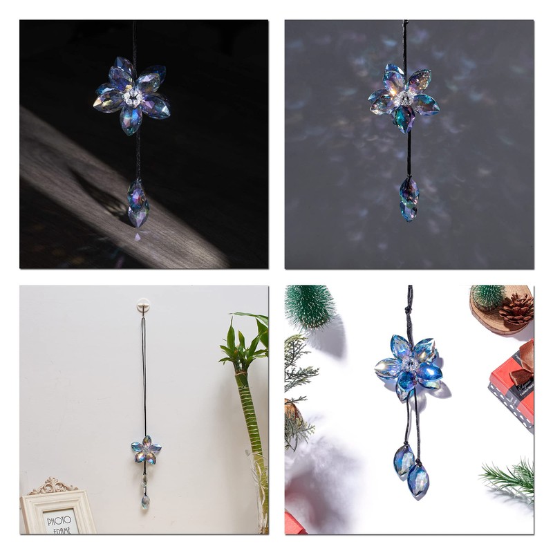 Crystal Flower Rear View Mirror Pendant Car Hanging Ornament Lucky