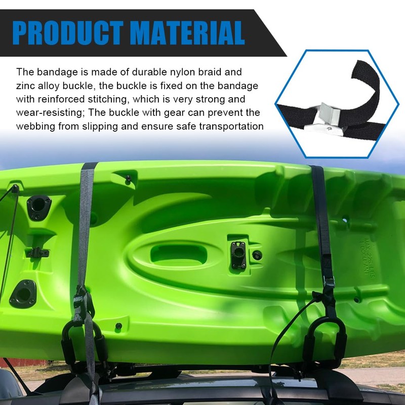 QZTYTY 2PCS Tie Down Straps, Cam Straps, Adjustable Kayak Straps