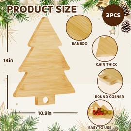 2 PCS Christmas Tree Cutting Board,14x11 In Large Wood Tree Shaped Charcuterie Board with Handle,Christmas Tree Cheese Board Serving Platter Tray for Kitchen Food