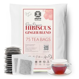 Akshit 75 Organic Hibiscus Tea Bags, Hibiscus Tea with Ginger, Hibiscus Tea blend, Hibiscus Loose Leaf Tea, Te De Hibisco, Sugar Free,Caffeine free, Gluten Free, Herbal Tea.