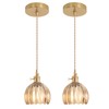 Shenmoyl Pendant Light 2 Pack with Amber Tulip Glass Lmapshade,