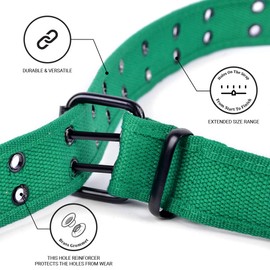 boxed-gifts Solid Color Military and Casual Canvas Belt, Double Grommet Unisex Belt for Men and Women - Green