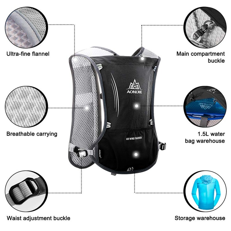HINATAA 5L Multifunction Backpack Super Lightweight Hydrating Vest Breathable Mesh