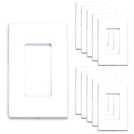 [10 Pack] NEU Screwless Decorator Wall Plates Child Safe Outlet Cover, 1 Gang 4.68" x 2.93", Unbreakable Polycarbonate Thermoplastic, Glossy White