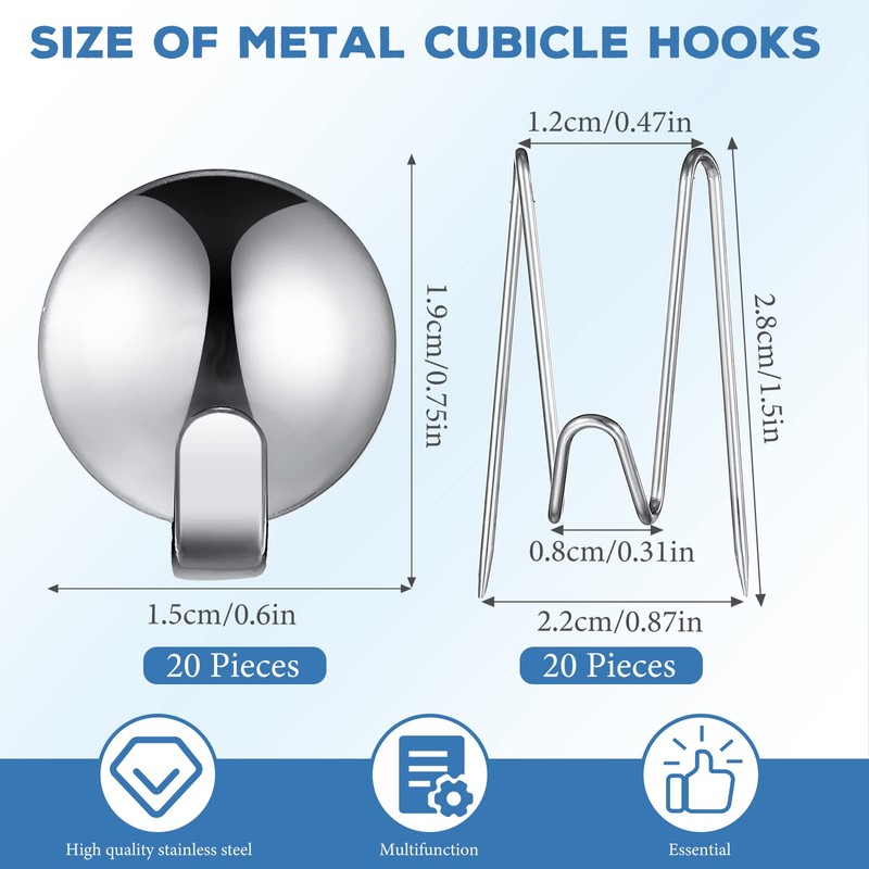 Ripeng 40 Pcs Cubicle Hooks for Fabric Wall, Cubicle Picture