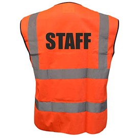 Staff Orange Hi Vis Viz Safety Vest Waistcoat Reflective High Visibility EN471 BS medium
