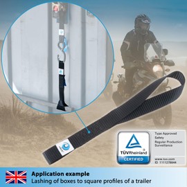 valonic FALCON - 4x soft loop tie down straps, 30cm, 25mm, 1000kg, TÜV Rheinl. certified, EN-12195-2 - black, for motorcycle handlebar, motorbike, roof rack