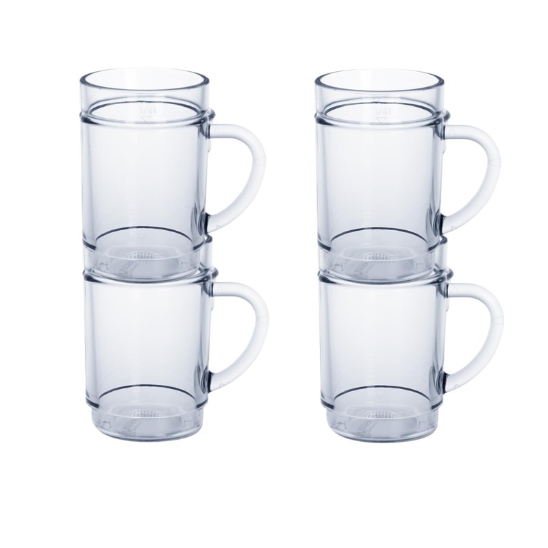 AIOS Set of 2 Unbreakable Polycarbonate Stackable Clear Beakers/Mugs with