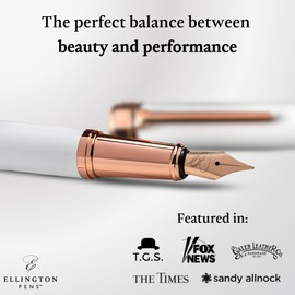 Ellington Pens Luxury Fountain Pen Set - Smooth Medium Nib - Includes 3 Ink Cartridges, Refillable Ink Converter, Gift Box - Fountain Pens For Writing, Calligraphy, Journaling, Sketching (Alpine Rose)