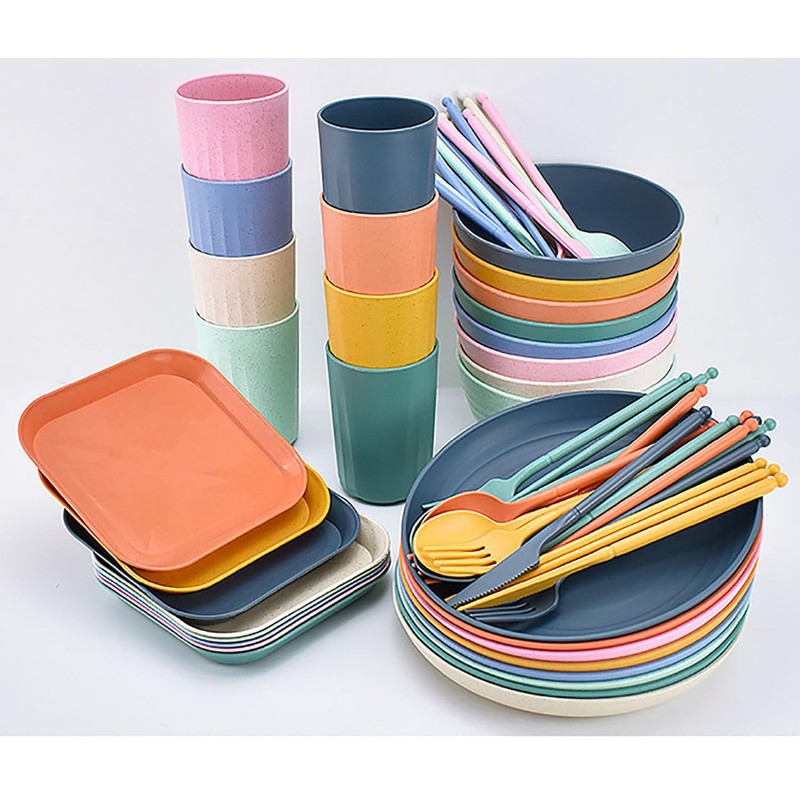 Wheat Straw 8pcs Set Kitchen Dinnerware Bowl Sets Dinnerware Tableware