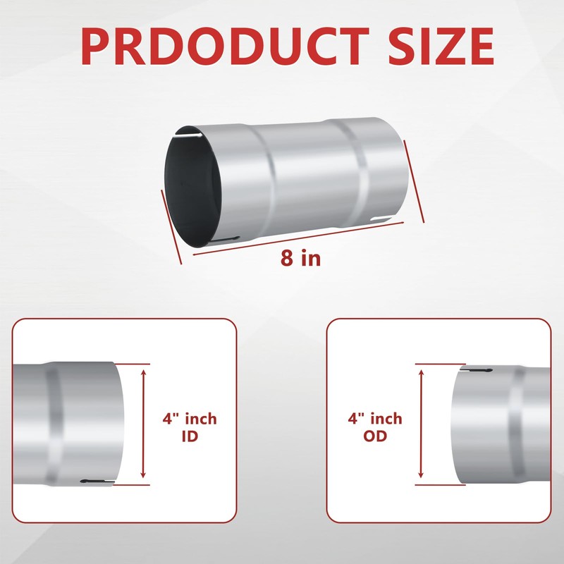 LCGP 4" Custom Mandrel Straight Exhaust Pipe, 8" Long, 4"