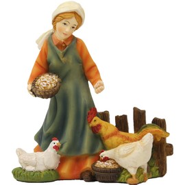 FADEDA Maid with Chickens/Height: 9 cm/Hand-Painted/Detailed Nativity Scene Figures - Christmas Table Decoration Nativity Accessories