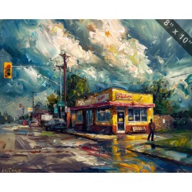A Burger Joint oil painting 8x10 Print