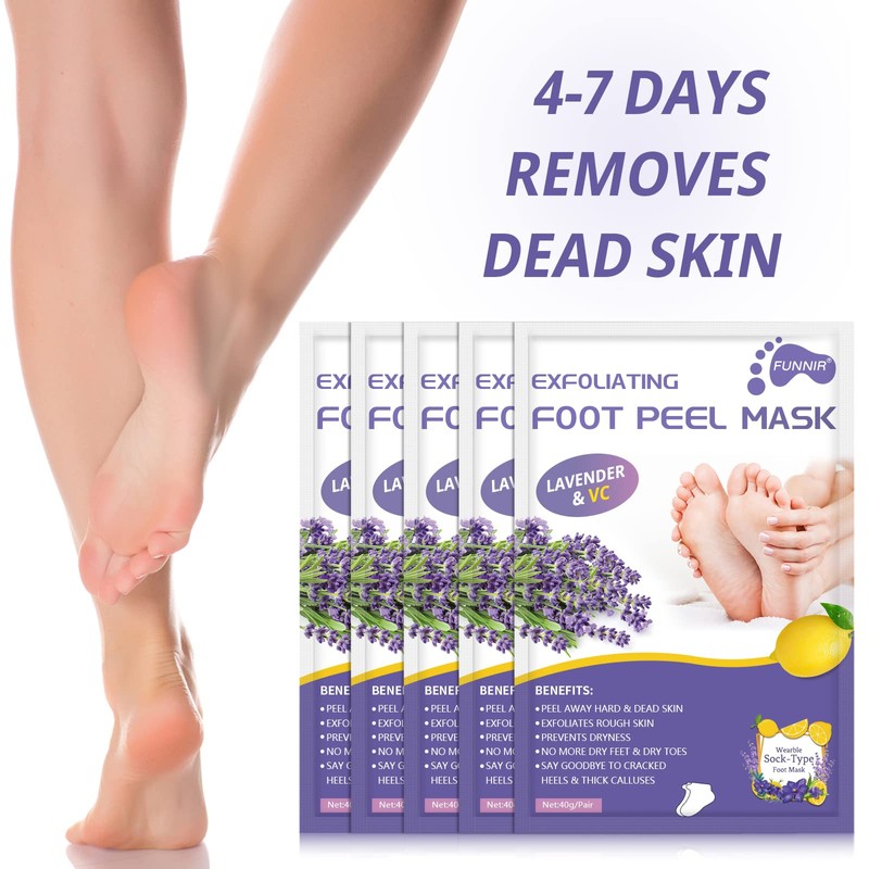 FUNNIR Foot Peeling Mask (5 Pack) Exfoliant for Peeling Off