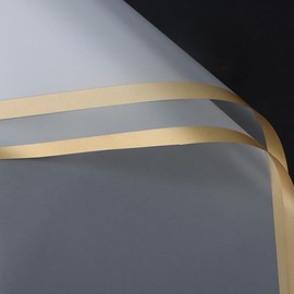 eamve 40 Pcs Wrapping Paper for Valentine's Day Bouquet,Waterproof Fresh Flowers Wrapping Paper,23x23Inch Floral Gift Packaging Paper for DIY Crafts and Florist Bouquet Supplies (Gold Edge clear)