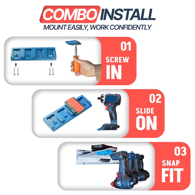 4 Pack BOSCH Tool & Battery Holder for 18V Tools