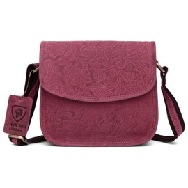 J. Wilson London Satchel Bag Women Leather Crossover 2 litres (Distressed Pink)