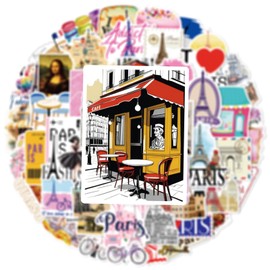 Paris, Romantic City Stickers for Water Bottle,50 PCS Cute Style Scrawl Stickers Pack for Suitcase Laptop Phone Luggage Guitar,Waterproof Vinyl Stickers for Teens Girls Children Party Favors