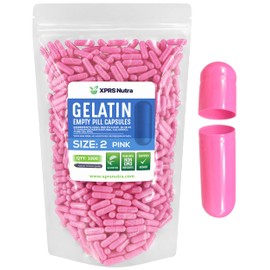 XPRS Nutra Size 2 Empty Capsules - 1000 Count Empty Gelatin Capsules - Empty Pill Capsules - DIY Capsule Filling - Pure Bovine Pill Capsules Empty Gel Caps (Pink)