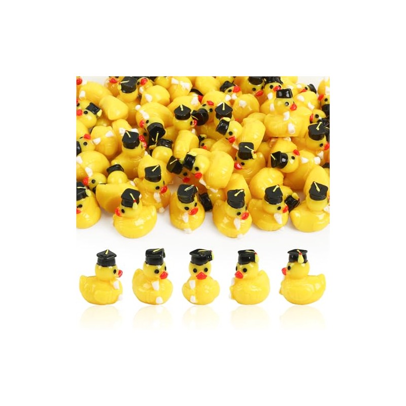 60 Pcs Mini Graduation Ducks,Tiny Resin Grad Ducks Figures Bulk