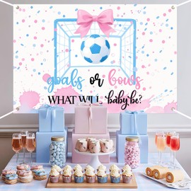Goals or Bows Gender Reveal Backdrop Soccer Baby Shower Decorations Boy or Girl What Will Baby Be Photography Background for He or She Gender Reveal Baby Shower Decors Party Supplies 5 * 3ft