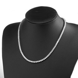 Epinki 20 Inch Choker Silver Plated Chain Necklace 3MM, Silver Tennis Chain Necklace for Men Women