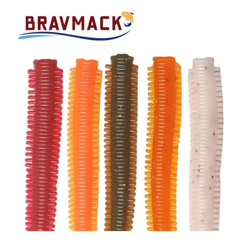 Señuelo Suave Bravmack Gusano 10 Pzas 8 Cm