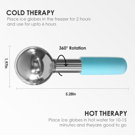 Rotating Stainless Steel Ice Globes for Facials, Unbreakable Ice Globe Cooling Roller Balls for Face, Neck, Eyes Skin Care, Cryo Sticks to Reduce Dark Circles, Puffiness, Wrinkles, Anti-Aging, Blue