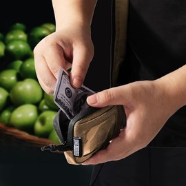 OneTigris - Cartera de bolsillo frontal con cremalleras, monedero pequeño táctico de nailon minimalista para hombres y mujeres