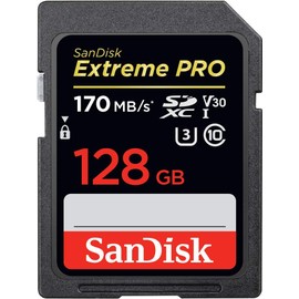 SD Card, SanDisk Extreme PRO SDXC UHS-I Card, 128 GB R: 170 MB, V30 Compatible