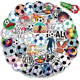 Pack of 100 Football Stickers, Sports Football Stickers, Waterproof Stickers Children, Football Vinyl Stickers, Football Gifts for Laptop, Skateboard, Motorcycle, Bicycle, Car, Girls & Boys