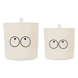 2 Pcs Hanging Storage Bags, Cotton Linen Storage Basket Bag with Handle, Foldable Organizer Box Bins, 14.17 * 13cm 13 * 13cm, Beige