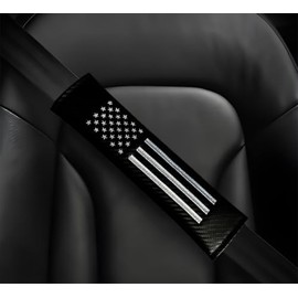 American Flag Carbon Fiber Car Seat Belt Covers - 2 Pack