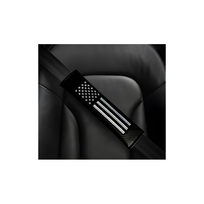 American Flag Carbon Fiber Car Seat Belt Covers - 2