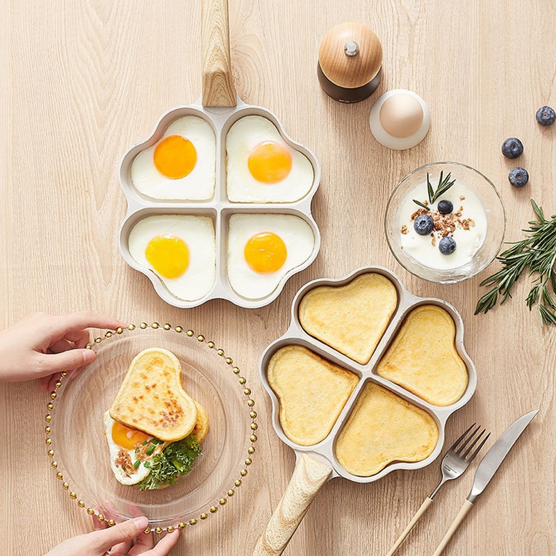 Egg Frying Pan Nonstick Heart Shaped 4 Cup Uniform Heating