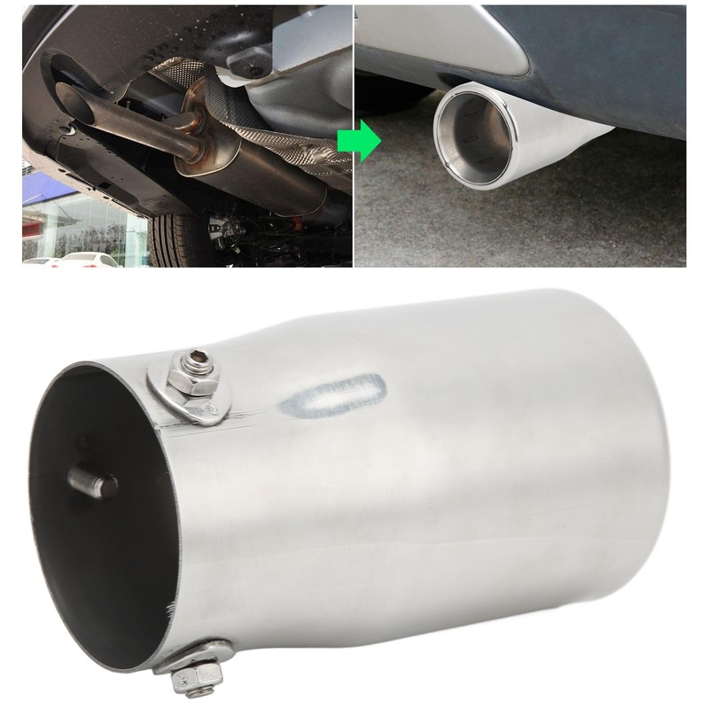 Exhaust Muffler 76mm/2.99in Mirror Polishing Stainless Steel Rear Muffler Exhaust