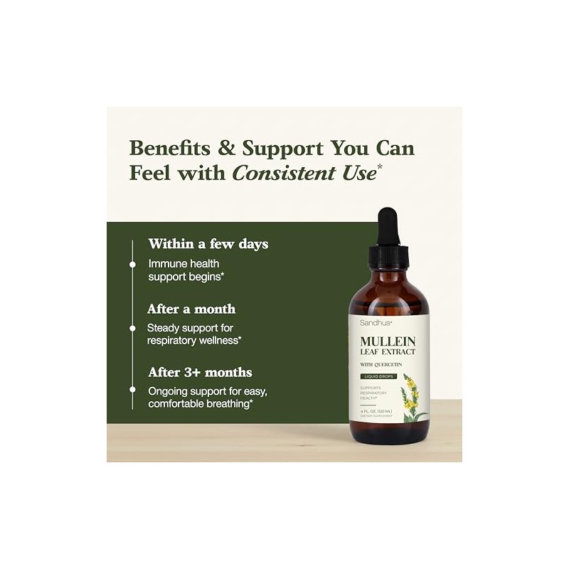 Sandhu's Mullein Drops for Lungs | Mullein Leaf Extract Supplement