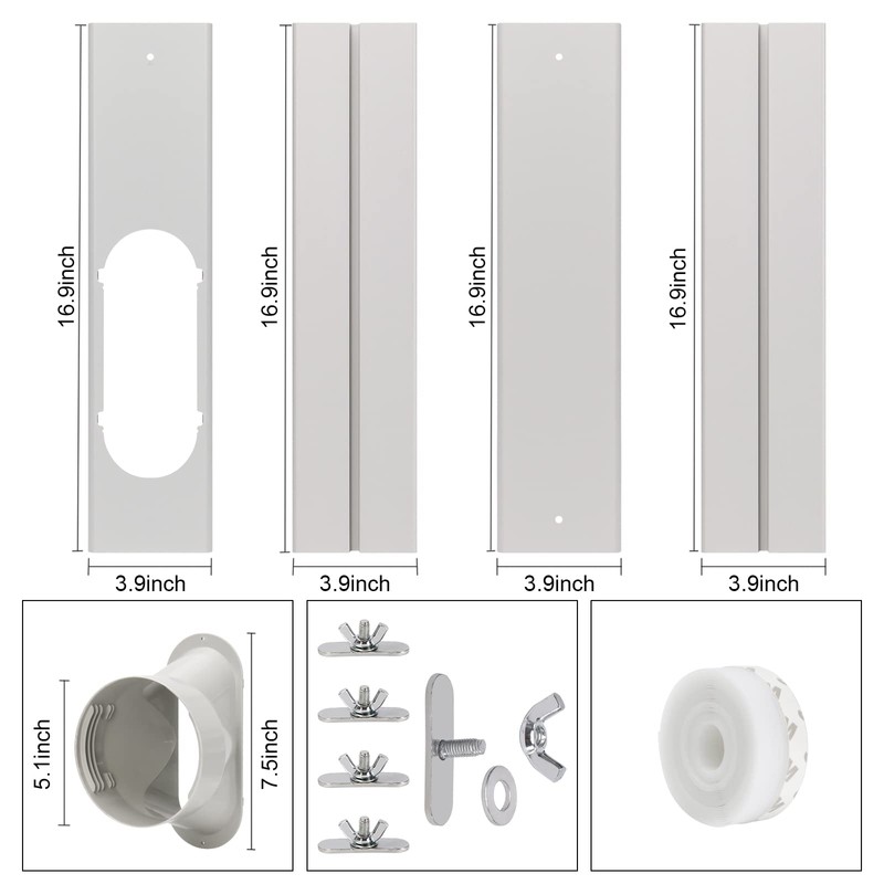 UNAOIWN Portable Air Conditioner Window Kit, Adjustable Vertical/Horizontal Sliding Window