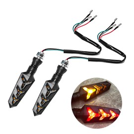 KVAEY 2 PCS Motorcycle Indicators Flowing Turn Signal Lights, Motorbike Sequential LED Running Light Tail Lights, Turn Signals for Motor E-Bike Off Road, Motorcycle Accessories (Red)