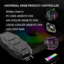 ARGB Controller Kit, GSCOLER RGB PC Fan Controller with 21 Key Remote Control, Multiple Lighting Modes Control for Computer Case Fan, Air Cooler, Liquid Cooler, LED Light Bar (SATA Power)